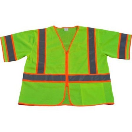 PETRA ROC INC Petra Roc Two Tone DOT Vest, ANSI Class 3, Zipper Closure, Polyester Mesh, Lime/Orange, S/M LVM3-CB1-EC-S/M